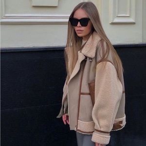ZARA SHEARLING BIKER / AVIATOR JACKET